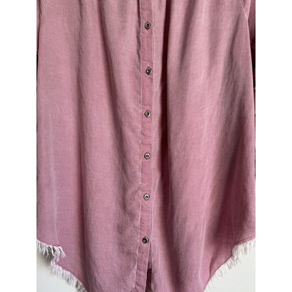 Standard Grace Womens Large Mauve Embroidered Top Boho Raw Hem Flowy 3/4 Sleeves - Picture 9 of 13